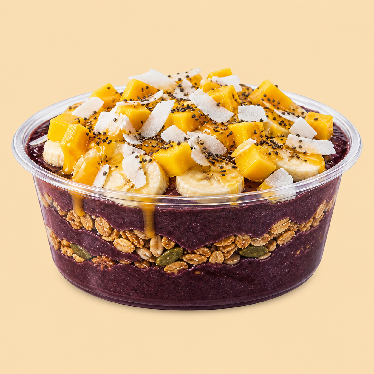 Tropical Glow Açaí Bowl mit Mango, Banane, Kokos und Chia